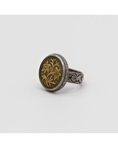 Cute As A Button - "1892 Brass Flower Button" Ring