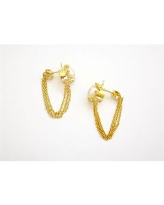 Grecian Hanging Chains and Pearl Gold Earrings