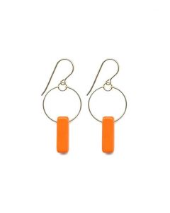 Orange Bar Hoop Earrings