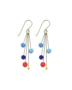 Red and Blue Tablet Cluster Earrings