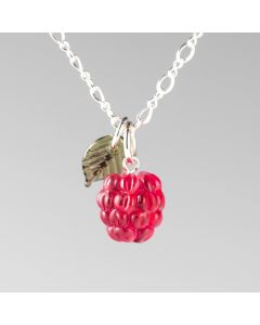 Elizabeth Johnson - Raspberry and Leaf Charm Necklace