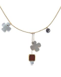 Clovers with Caramel Square on Chain Necklace
