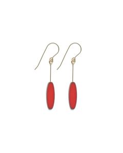 Red Ellipse Platinum Edging Earrings
