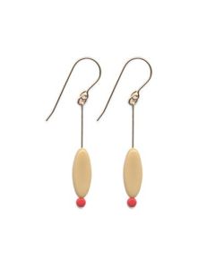 Cream Petal with Red Point Earrings