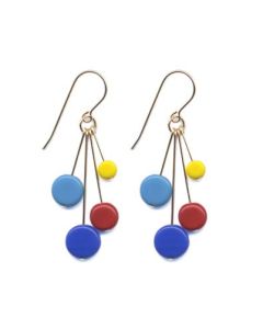 Tablet Cluster in Deep Red and Blue Earrings
