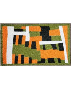Claudia Pettway Charley - "Mini Blocks with Stripes" Printed Coir Doormat