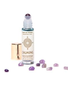 Calming Roll-On Essential Oil Aromatherapy with Amethyst Crystals
