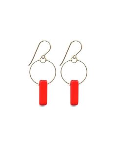 Red Bar Hoop Earrings