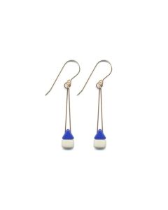 Blue Triangle with White Earrings