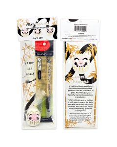 White Daruma Gift Set with Japanese Style Brush Pen