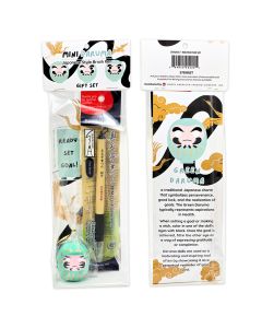 Green Daruma Gift Set with Japanese Style Brush Pen