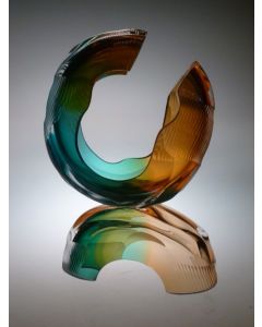 Leon Applebaum - "Citron Gold 2 Part" Glass Sculpture