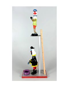 Mike Wallace - "High Dive Clown with Fireman and Pool" Glass Sculpture