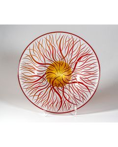 Laurie Thal - "Red Gold Flare" Etched Glass Bowl