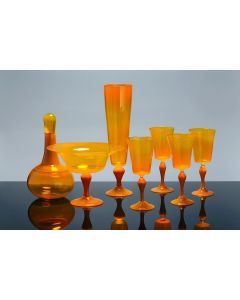 Ken Miller - "Orange Luster Goblet and Decanter Set"