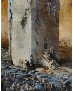 Jonathan Ralston - "Column in Ruins, Palenque" Oil