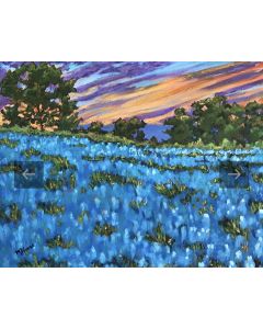 Mary Jane Erard - "Bluebell Field" Acrylic with Oil Pastel Painting