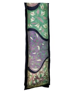 Susan Skove - "Flat Crepe Green Lilac Floral" Silk Scarf 8x54