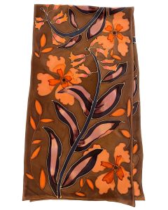 Susan Skove - "Crepe Maroon Floral" Silk Scarf 15x60