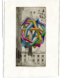 Craig Fisher - "Lateran Obelisk" Hand Colored Etching