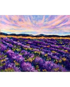 Mary Jane Erard - "Arizona Lavender Field" Pastel Drawing