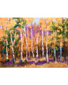 Mary Jane Erard - "Aspen with Colorful Foliage" Pastel Drawing