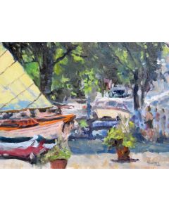 Aaron Bivins - "Wooden Boat Show" Oil Painting