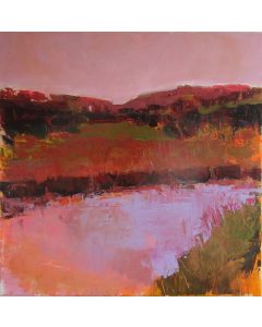 Janet Dyer - "River with Pink Sky" Acrylic Painting