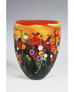 Shawn Messenger - "Red and Yellow Garden Series" Glass Vase
