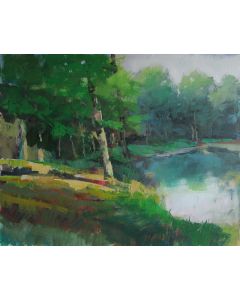 Janet Dyer - "Fox Lane Pond" Acrylic Painting