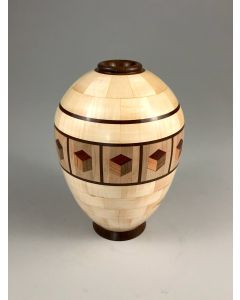 Sivadasan Madhavan - "3D Banded Vase" Wood Sculpture