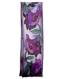 Susan Skove - "Flat Crepe Magenta Floral" Silk Scarf 8x54