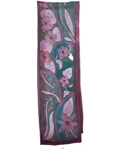 Susan Skove - "Flat Crepe Pink Floral" Silk Scarf 8x54