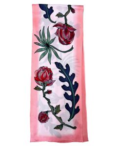 Ssuan Skove - "Charmeuse Pink Floral" Silk Scarf 12x60
