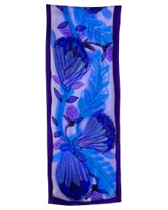 Susan Skove - "Charmeuse Purple Floral" Silk Scarf 11x60