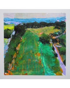 Janet Dyer - "Green Field, Aerial" Acrylic Painting