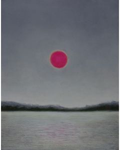 Debra Buchanan - "Canadian Wildfires Sunset Over Lake Erie" Oil Painting