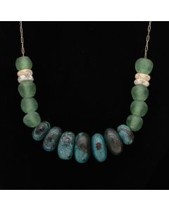 Jenny Gorkowski - "Vintage Hubei, Turquoise, African Glass" Necklace