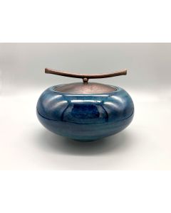 Carol Green - "#2 Petite Blue Spaceship" Lidded Porcelain Vessel