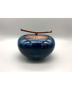 Carol Green - "Round Blue" Lidded Porcelain Vessel