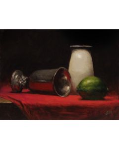 Steve Mockensturm - "Silver and Red" Oil Painting