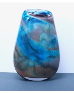 Matthew Richards - "Blue Swirl with Copper" Glass Vase