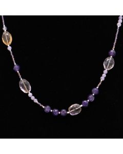 Kaity Mims - "Purple Japanese Glass with Ametrine and Amethyst" Necklace