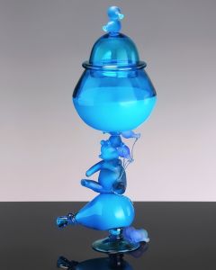 Ken Miller - "Blue Bear Jar" Glass Sculpture