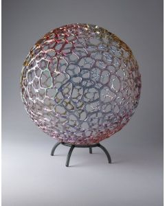 Bandhu Dunham - "Rainbow Mottled Sphere" Glass Sculpture
