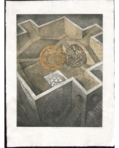 Craig Fisher - "The Step Well" Intaglio Aquatint/Chine Collé