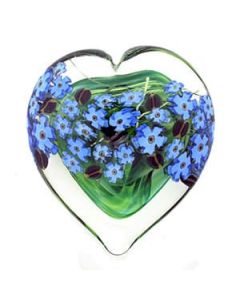 Shawn Messenger - "Forget-Me-Not" Glass Heart Paperweight