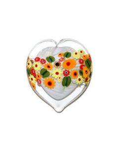 Shawn Messenger - "California Poppies on White" Glass Heart Paperweight