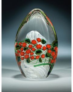 Shawn Messenger - "Poinsettia" Glass Egg Paperweight