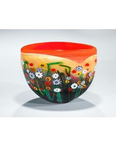 Shawn Messenger - "Red and Yellow Garden Series" Glass Bowl
